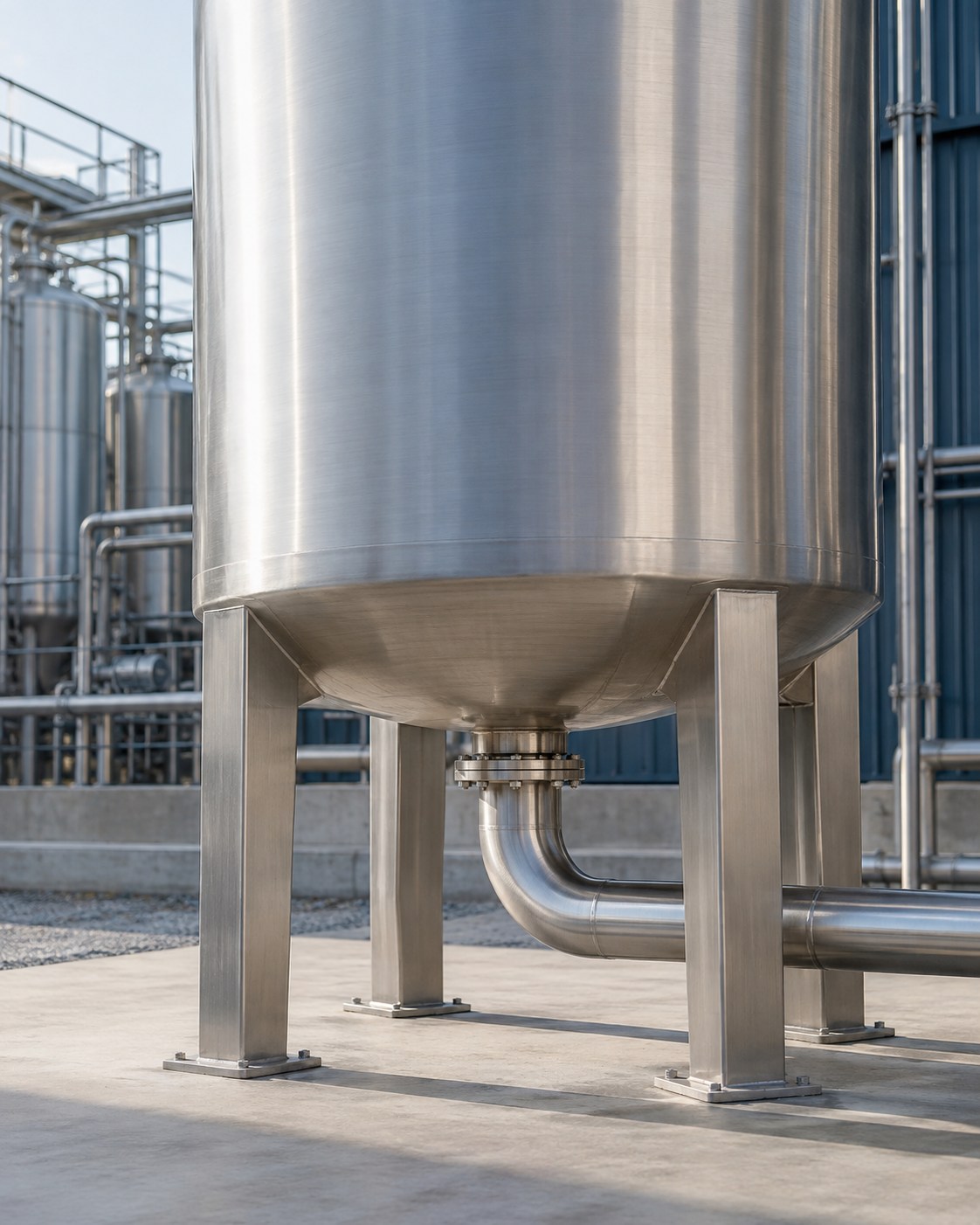 Illustrative stainless steel hygienic piping and process vessels